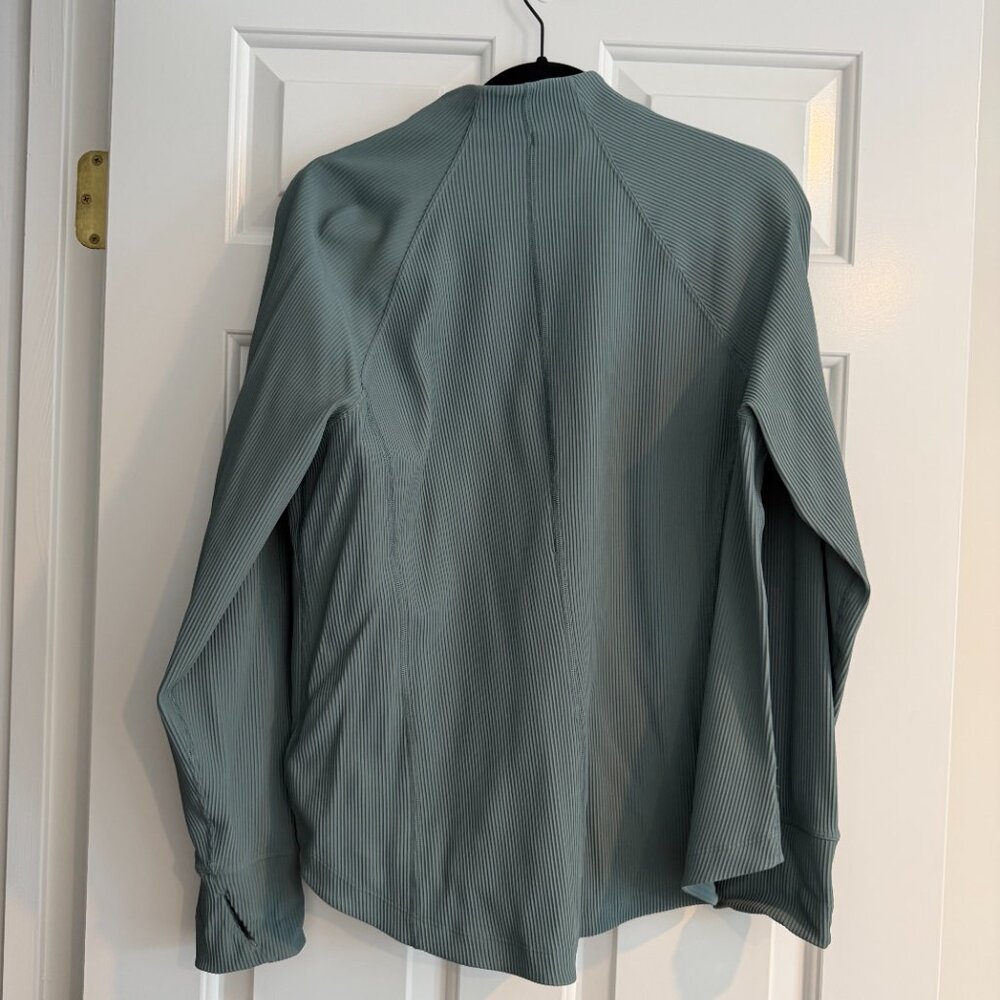 Athleta Ribbed Full Zip Performance Jacket Green … - image 2